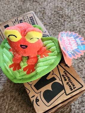 Plush Orange Tomato Frog on Green Lily Pad